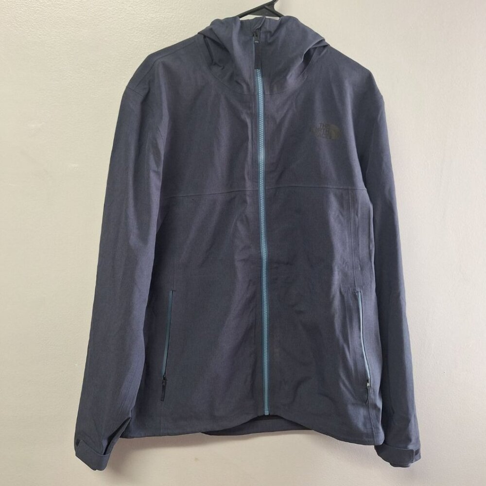 The North Face Jacket Mens Lightweight Zipper Pocket Hooded Size Large Blue Gray